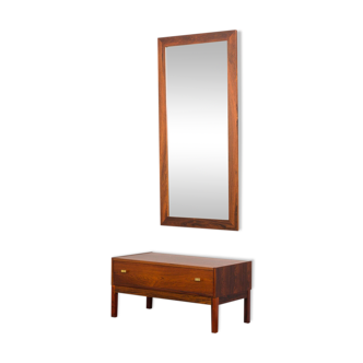 Console scandinave vintage en palissandre avec miroir, Danemark 1960