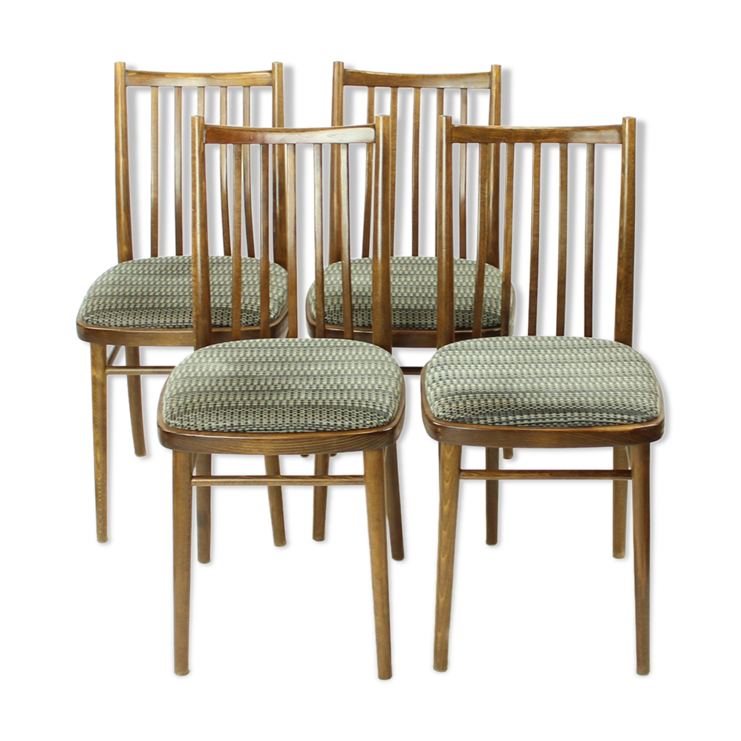 Set of 4 dining chairs in dark oak by ton, czechoslovakia 1960s