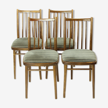 Set de 4 chaises de salle à manger en chêne foncé par tonne, tchécoslovaquie années 1960
