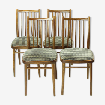 Set of 4 dining chairs in dark oak by ton, czechoslovakia 1960s