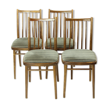 Set of 4 dining chairs in dark oak by ton, czechoslovakia 1960s