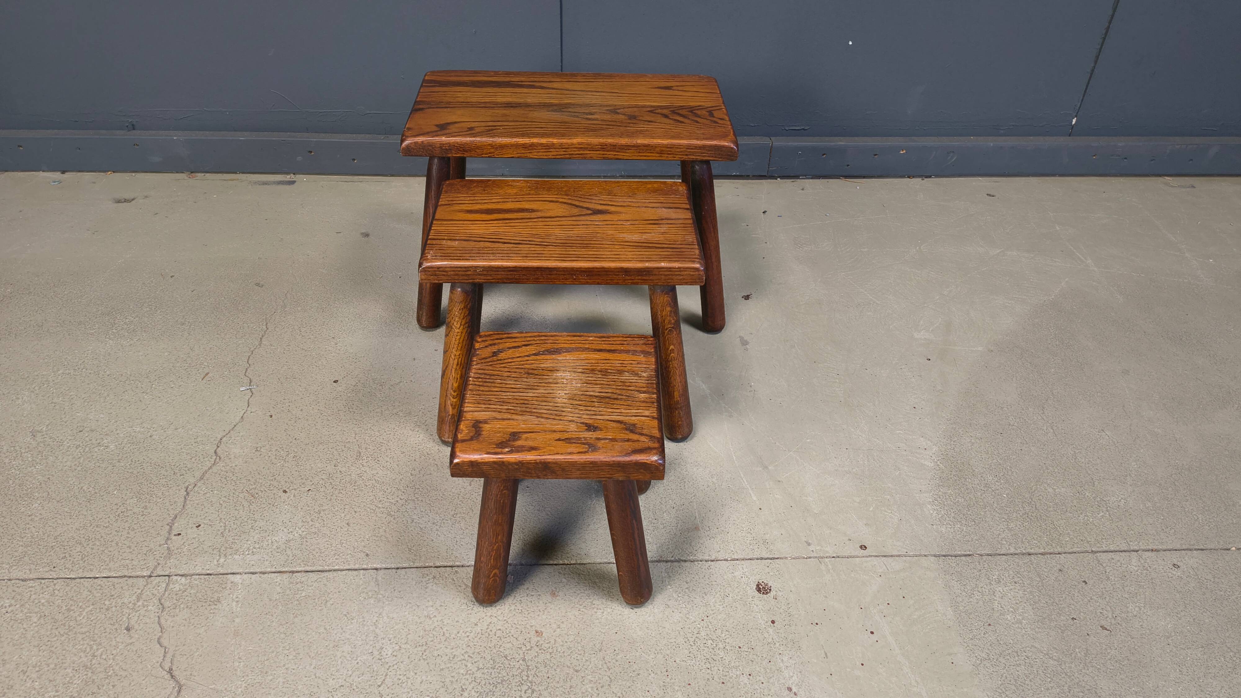 Vintage brutalist nesting tables, 1960s