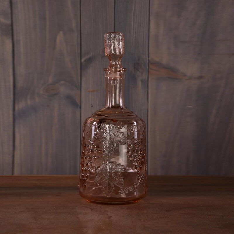 Carafe rose vintage avec bouchon / capuchon | bouteille de vin en verre de brocante / carafe à vin