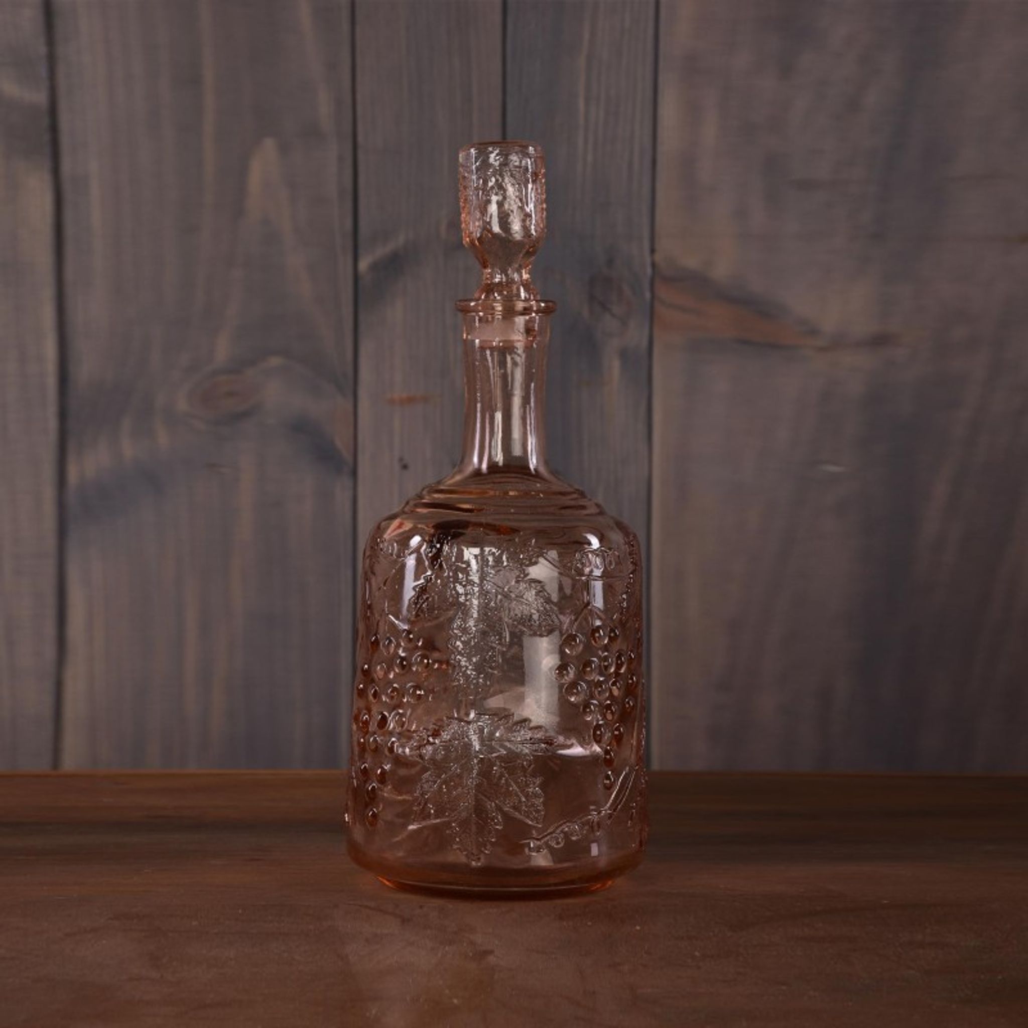 Vintage pink carafe with stopper / cap | brocante glass wine bottle / wine decanter