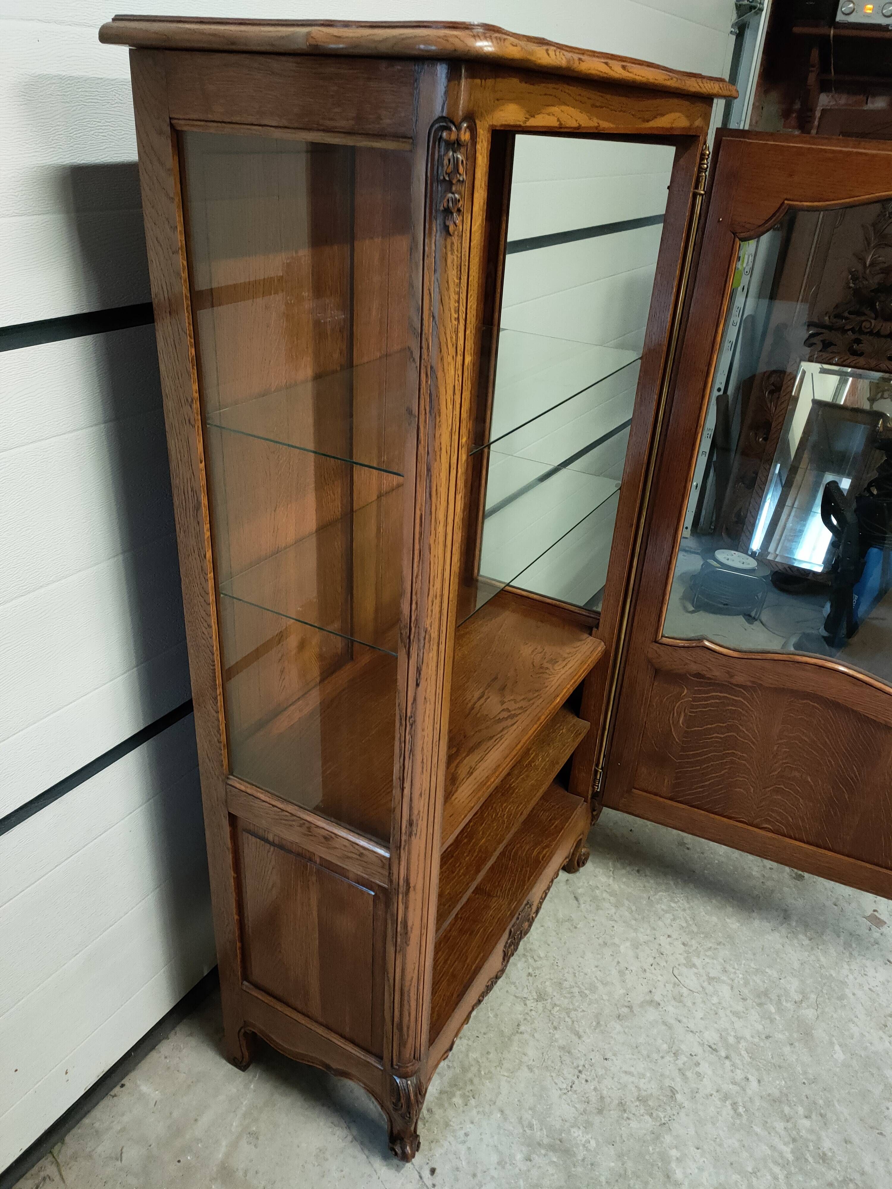 Louis XV style oak display case