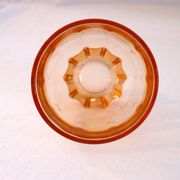 Vintage service in pink salmon glass – Carafe, 8 glasses, and Art Deco tray.