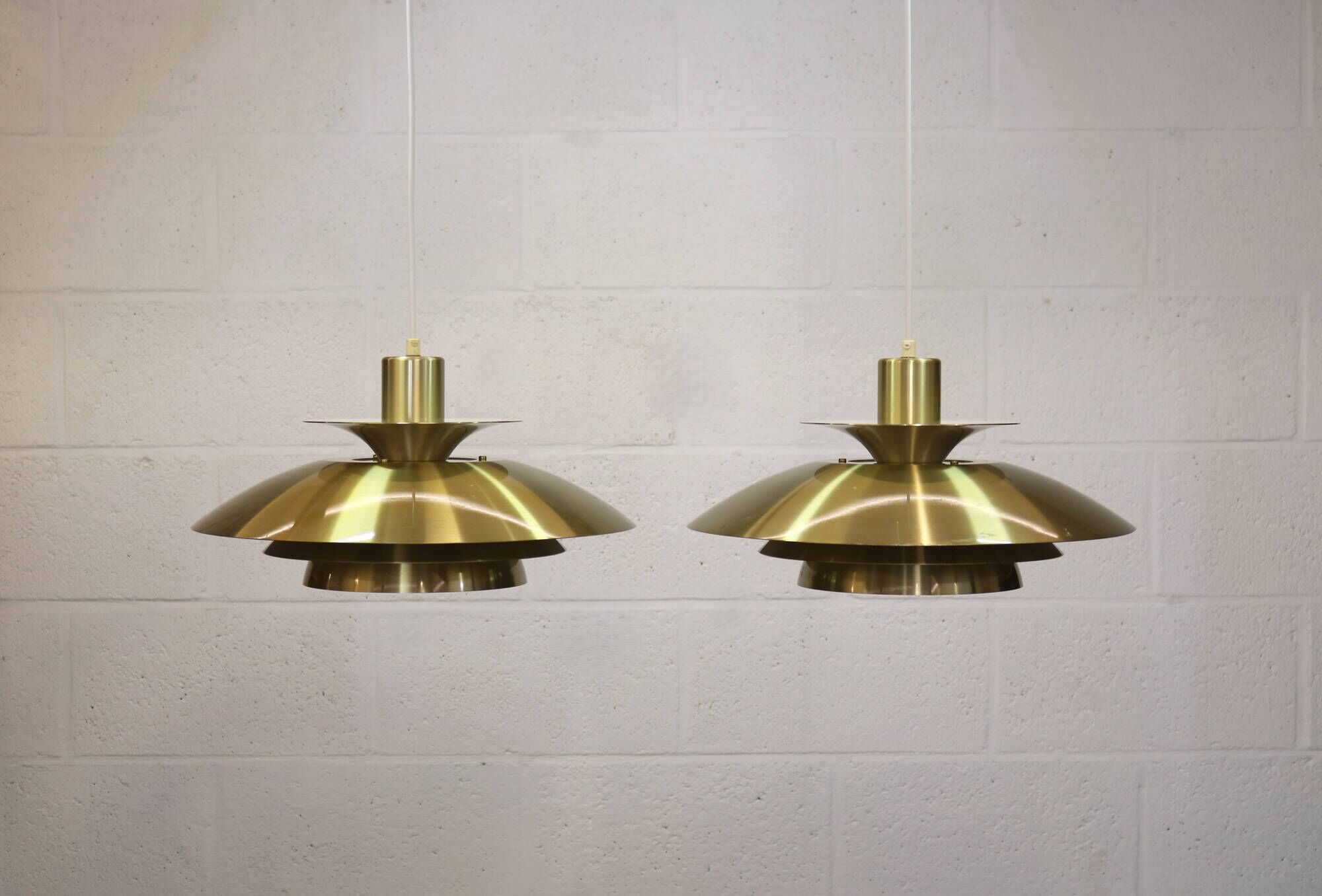 Rare golden pair of Danish design lamps  - great condition.