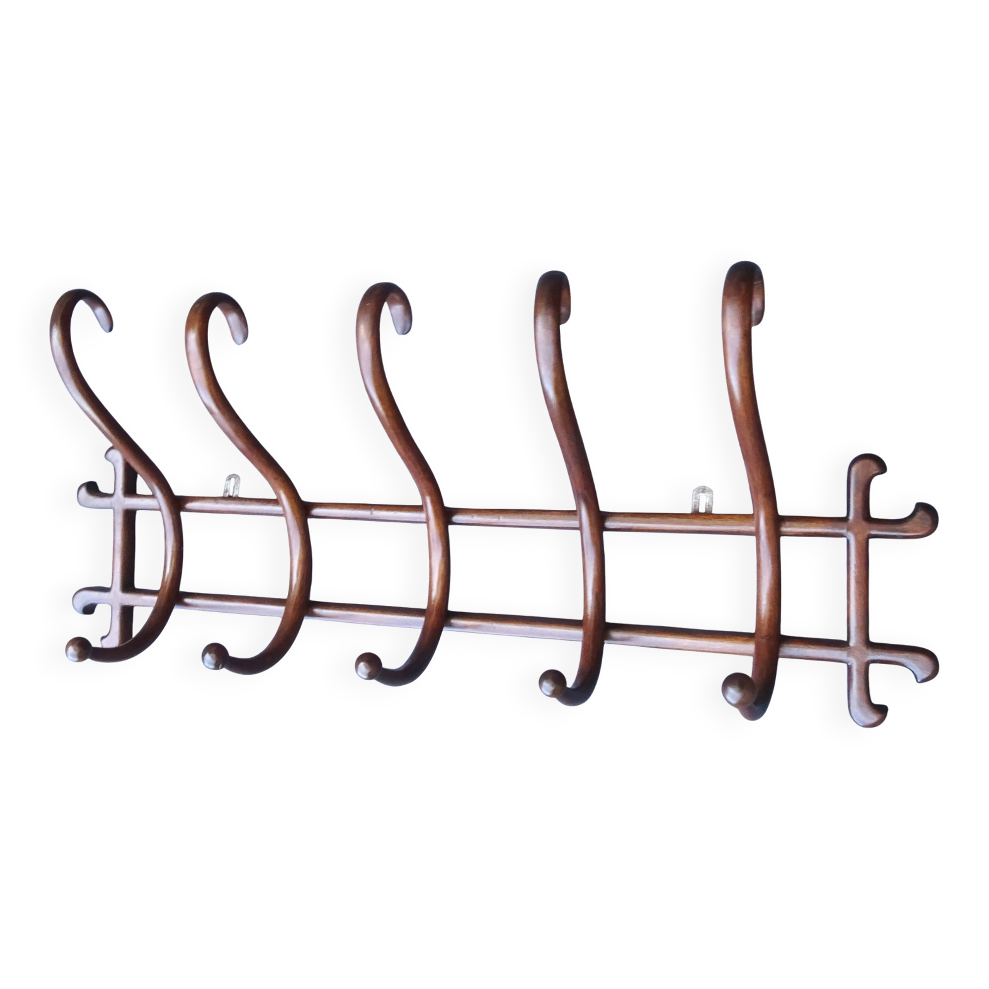 Thonet wall-mounted coat and hat rack circa 1890, 5-pointed