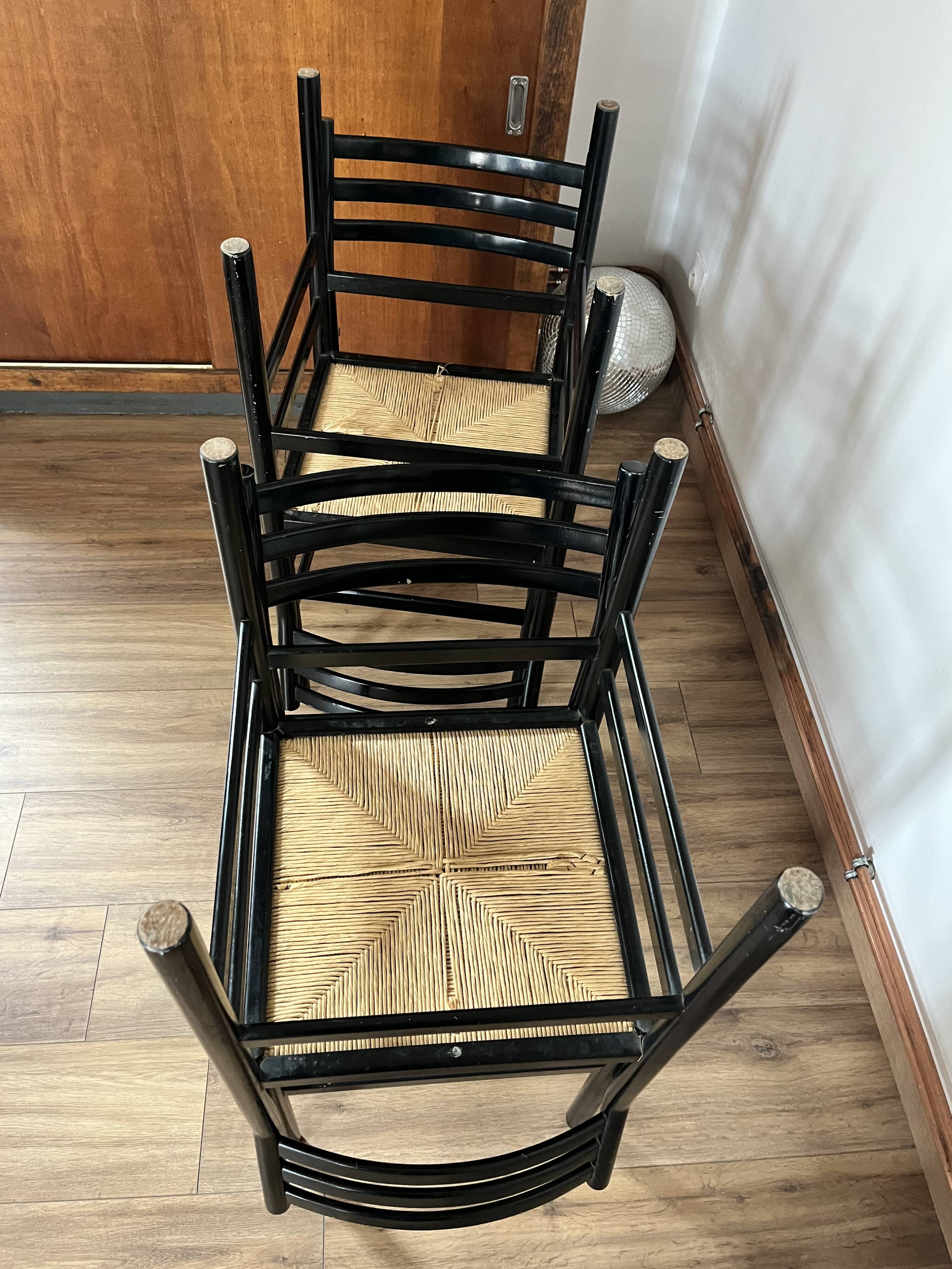 Set of 4 Italian black chairs 1970s