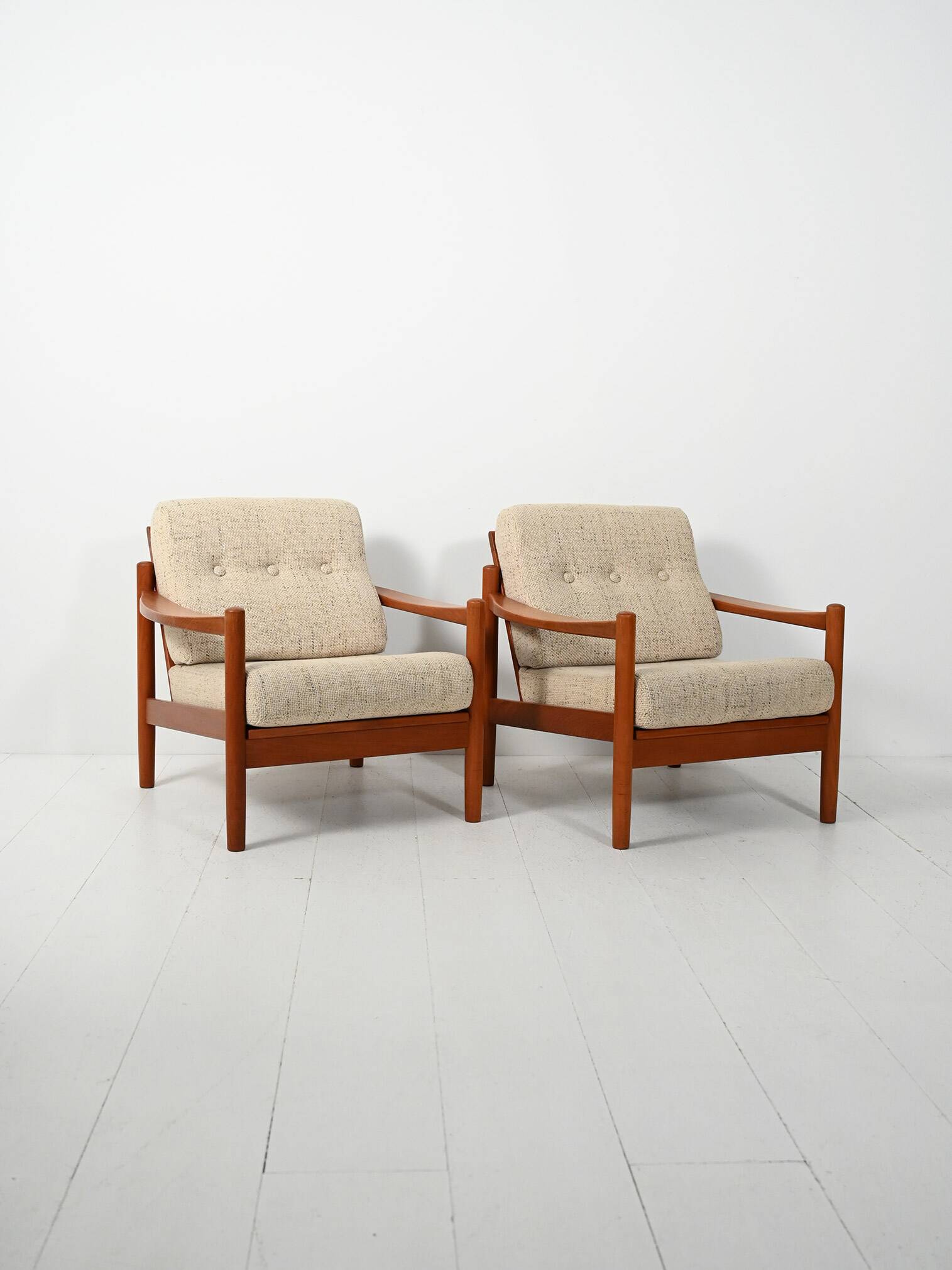Pair of Danish 1950s teak armchairs