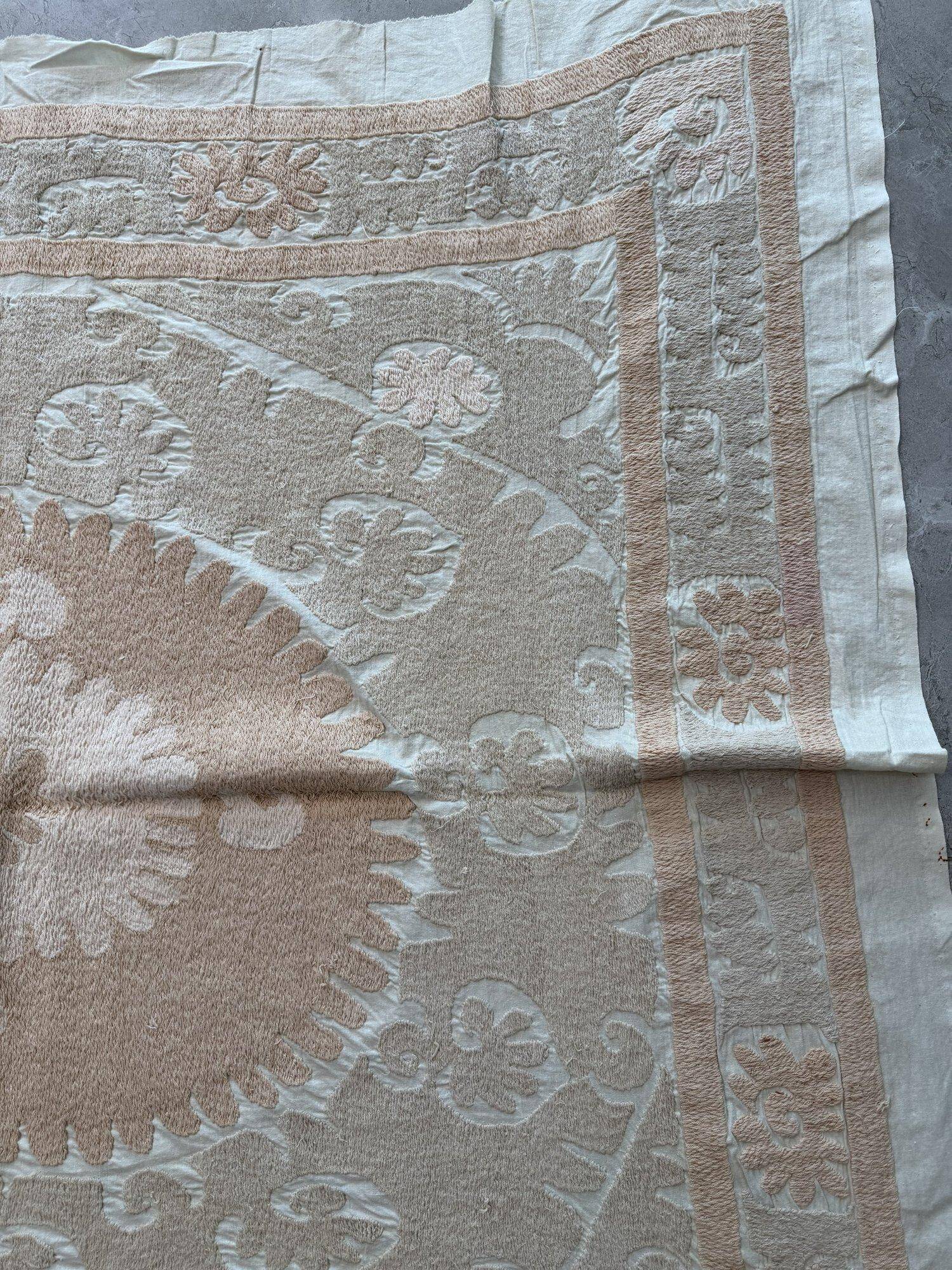 Vintage hand-embroidered tablecloth 131x133 cm