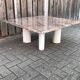 Italian modernist red travertine and metal square coffee table 1970s