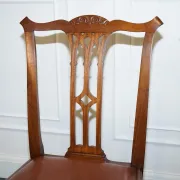 Chippendale Style Dining Chairs with Leather Seats, Set of 5