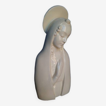 Buste vierge ceramique blanche / ecru ep 1950