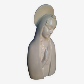 Virgin white ceramic bust / ecru ep 1950