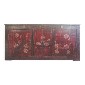 Enfilade chinoise en bois laqué rouge