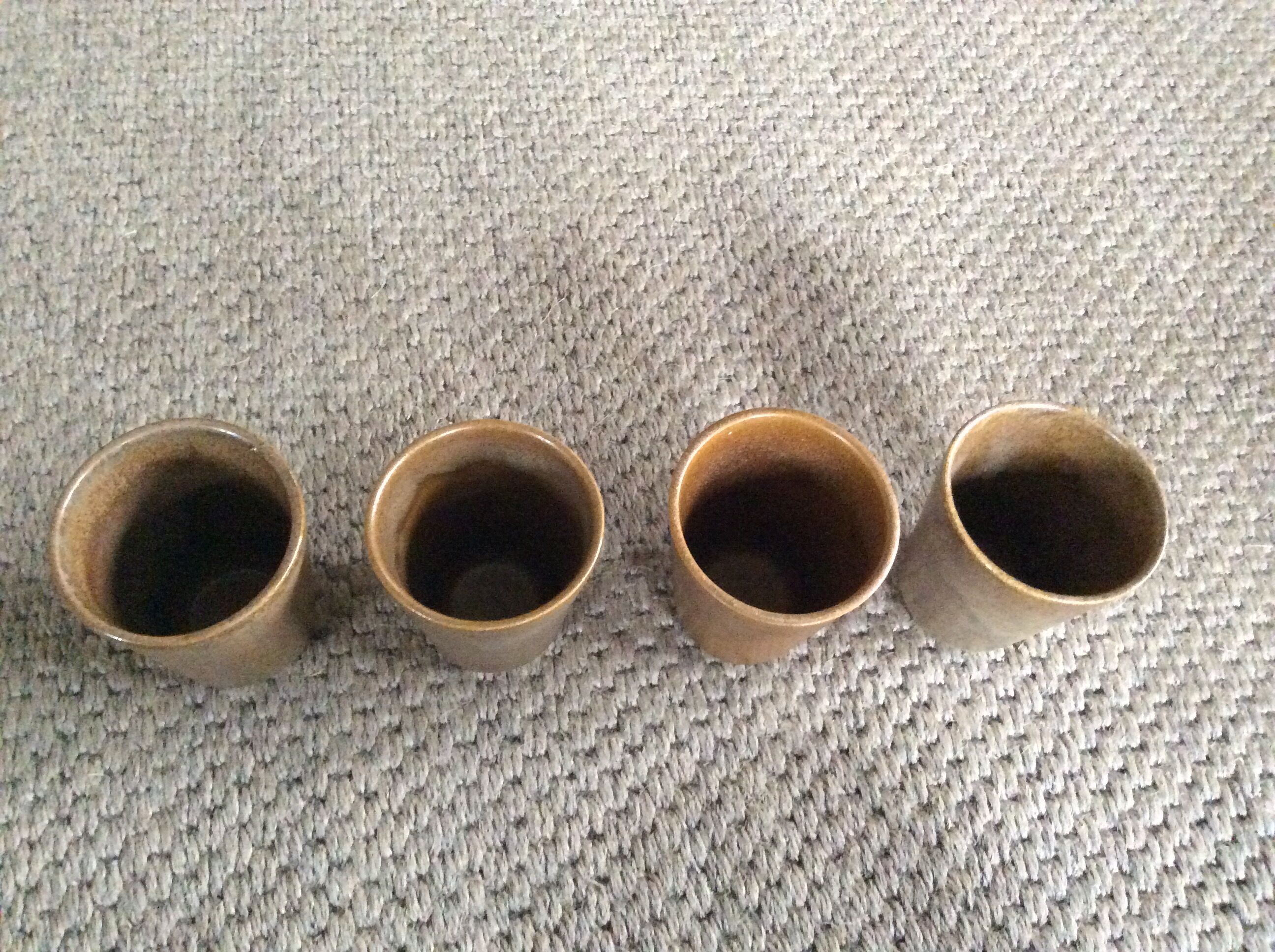 Series of 4 Digoin sandstone cups