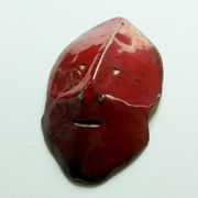 Glazed red ceramic mask, in the style of Accolay, 1950s / 60s.