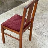 Art deco chair in solid wood and burgundy fabric