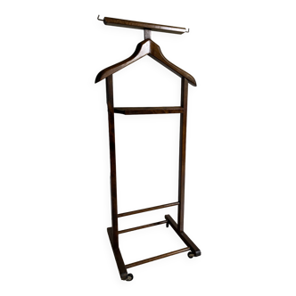 Valet / servant / Vintage clothes rack on brown wooden wheels 3