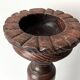 50s turned wooden pedestal ashtray, vintage rustic ashtray