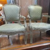 Pair Louis XV style convertible armchairs