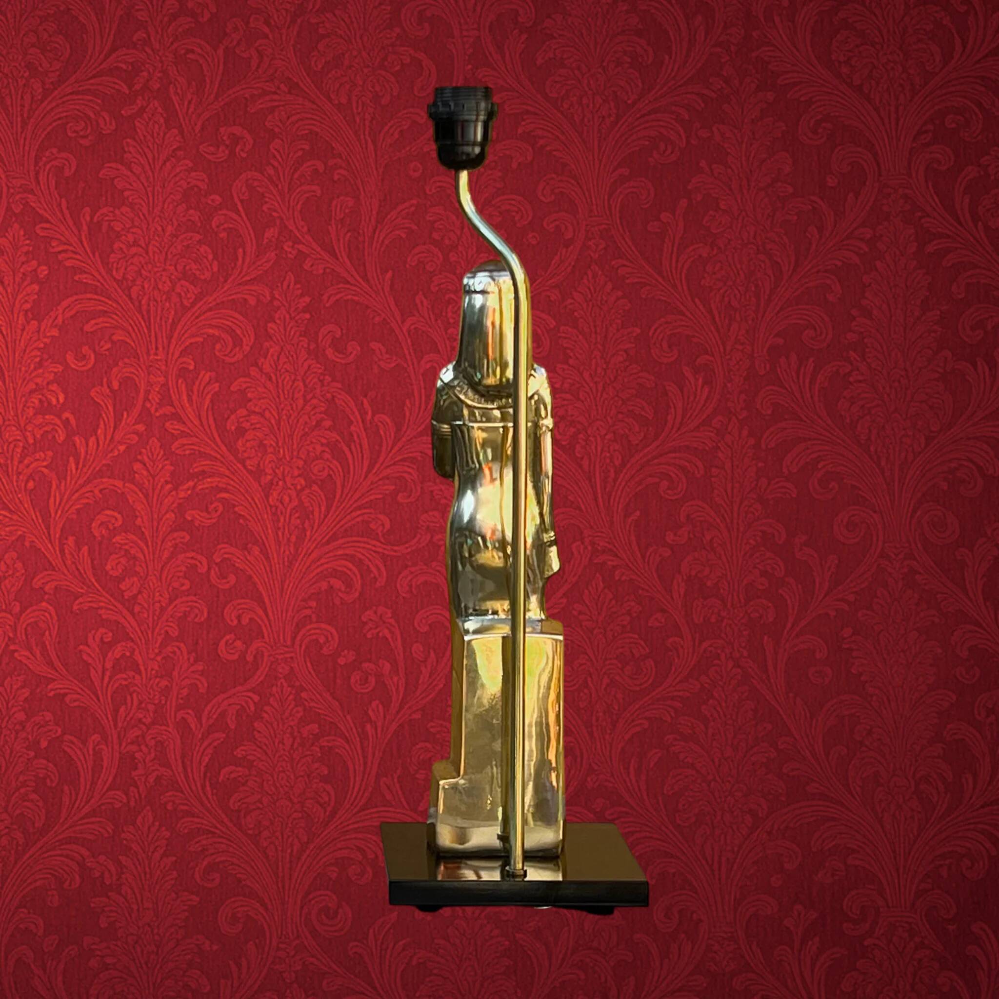 Massive table lamp of Egyptian woman in gilded metal – 1970s-1980s
