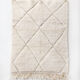 Moroccan Berber carpet blessed ouarain ecru plain with engraved diamonds 146x97cm