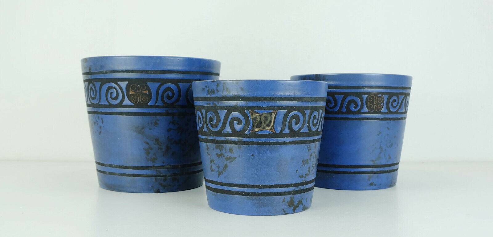 Set of 3 plant pots ceramano pergamon hanns welling 1950s 1960s