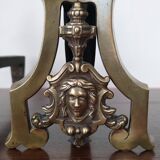 Pair of Louis-Philippe andirons with Caryatids - Bronze, cast iron - 19th century