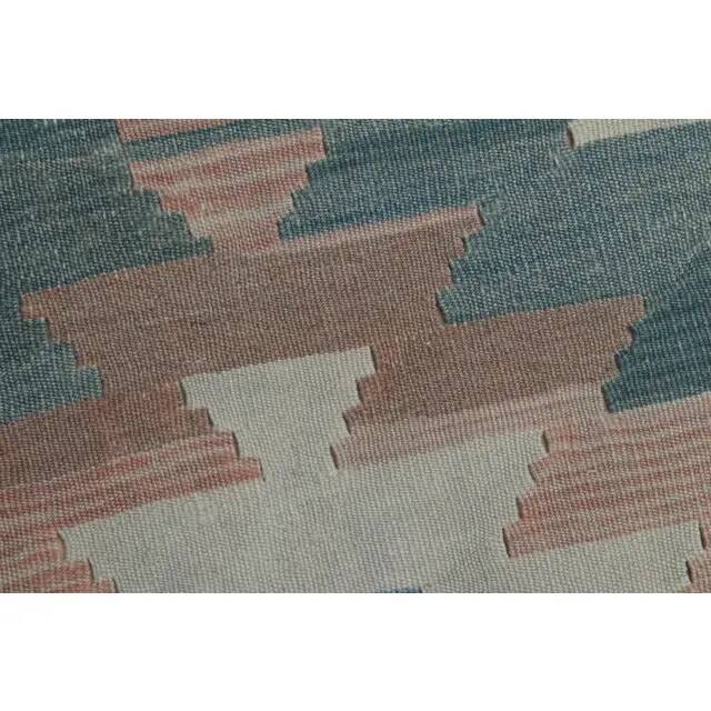 1970s Vintage Turkish Handmade Wool & Cotton Green Runner Rug  73x291