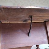 Pair of Louis Philippe style walnut bedside tables / work tables with flap
