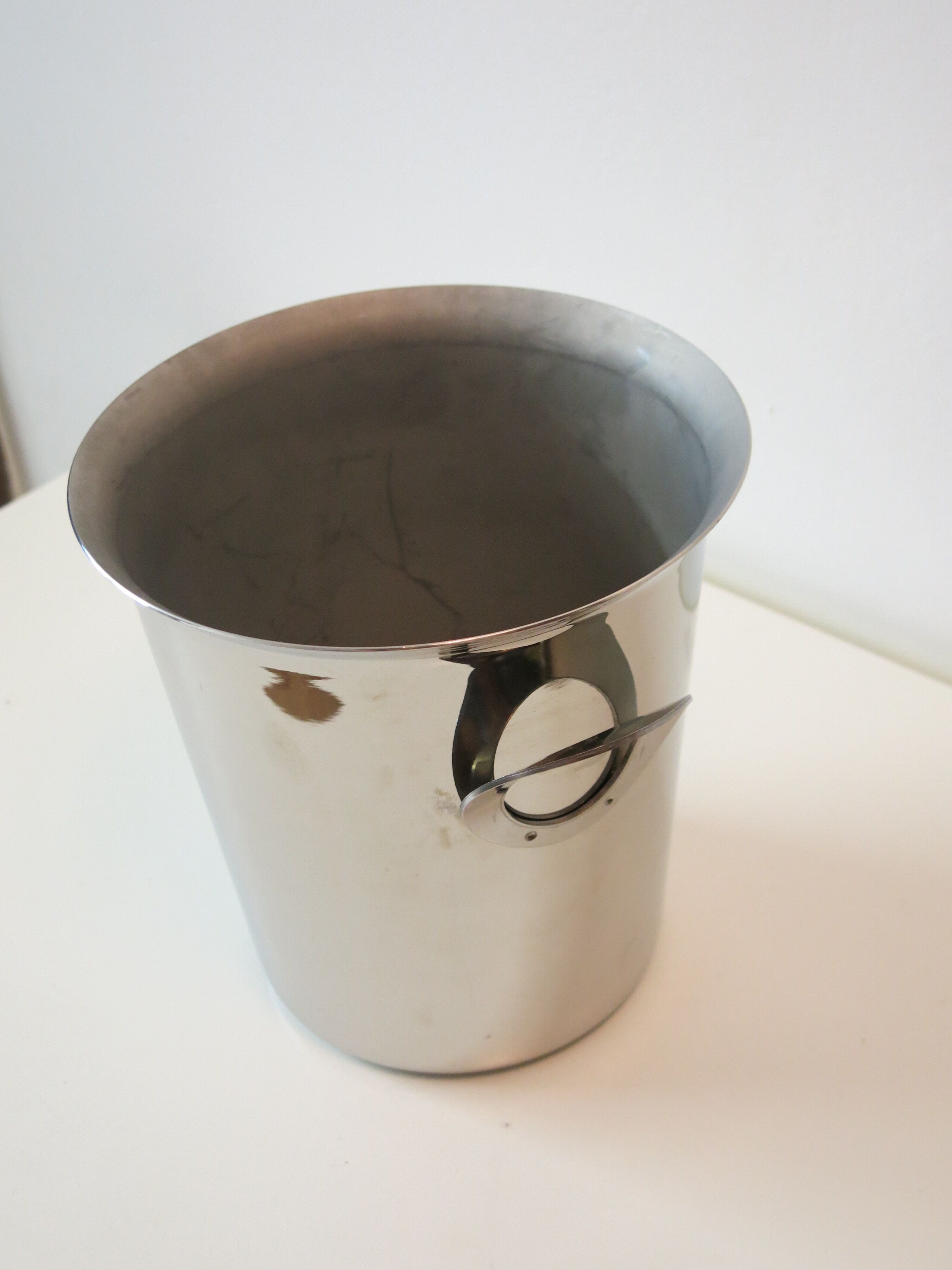 Stainless steel ice bucket by Jean Couzon