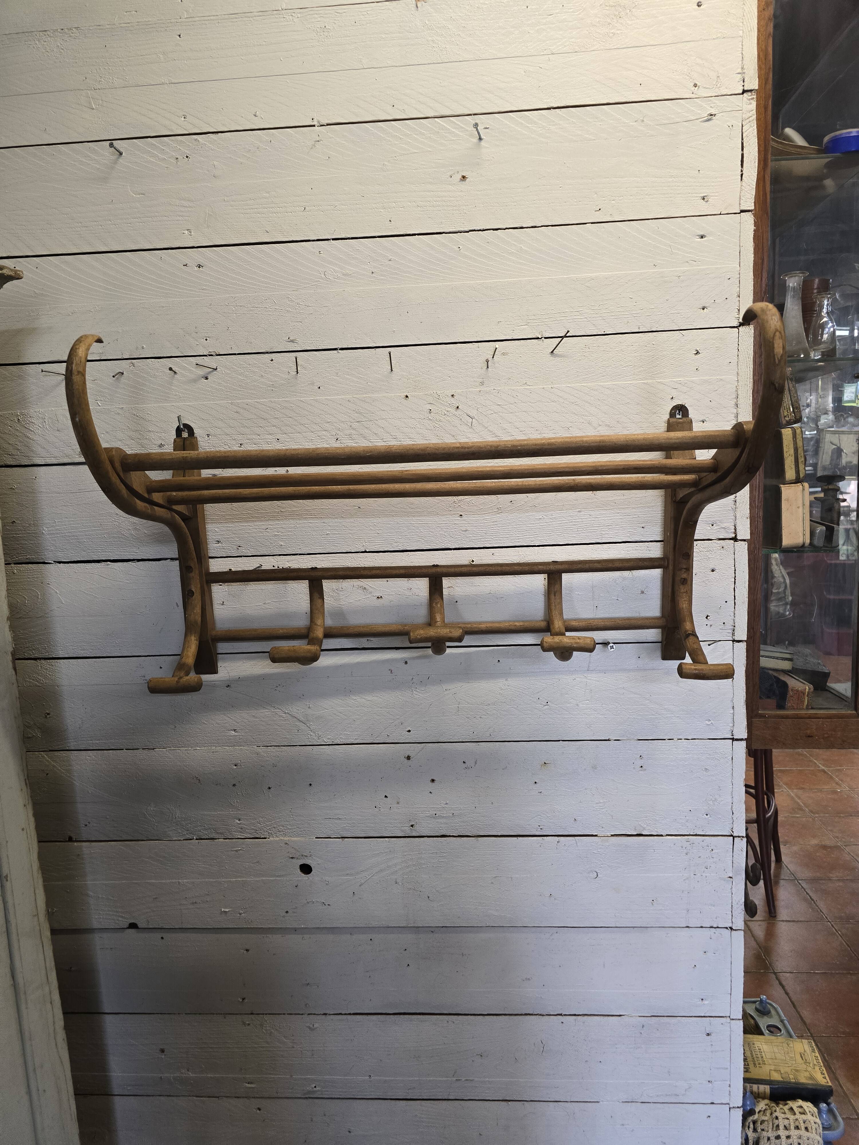 Old curved wooden coat rack