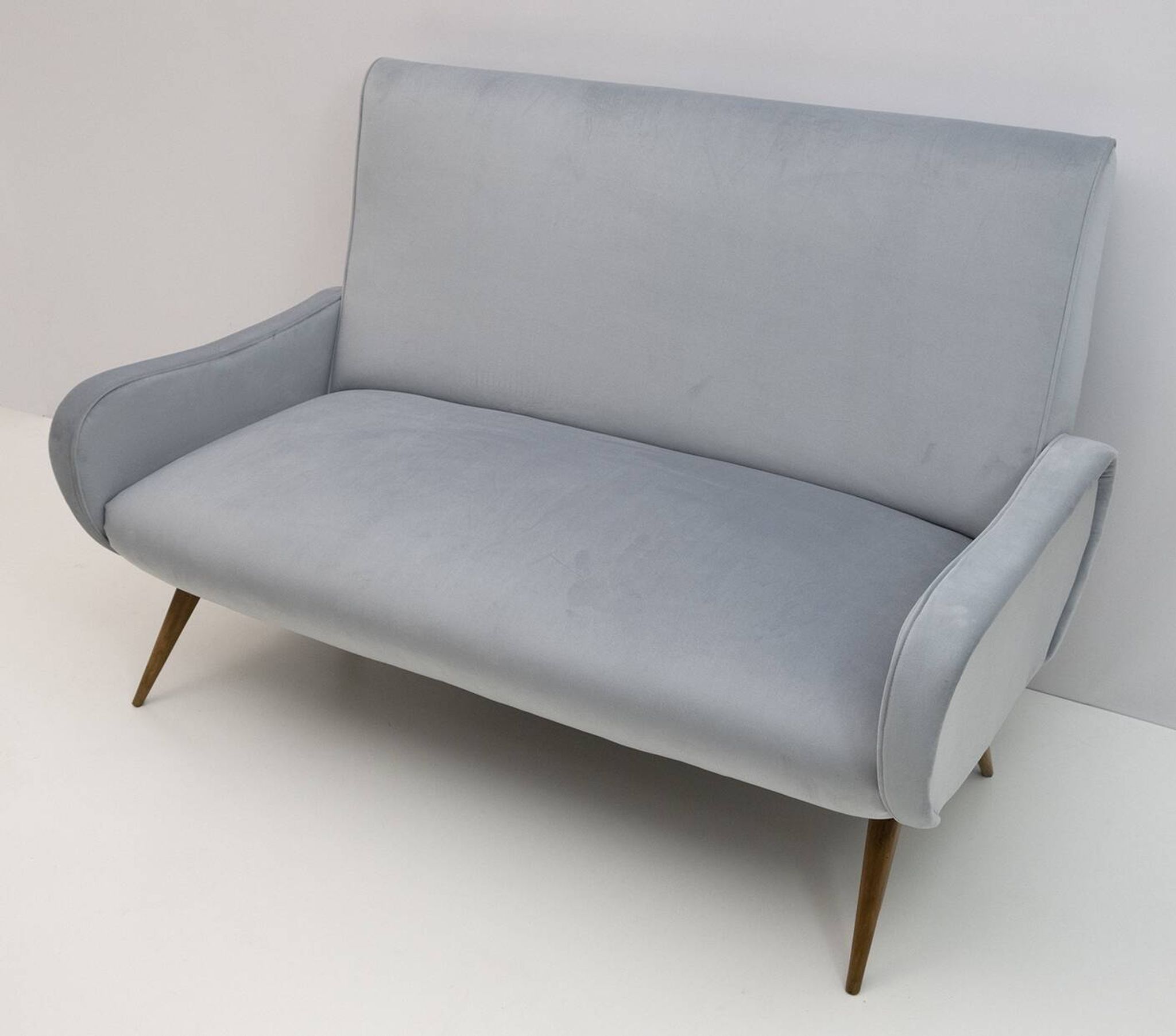 Marco Zanuso Style Mid-Century Modern Velvet Sofa "Lady", 50s