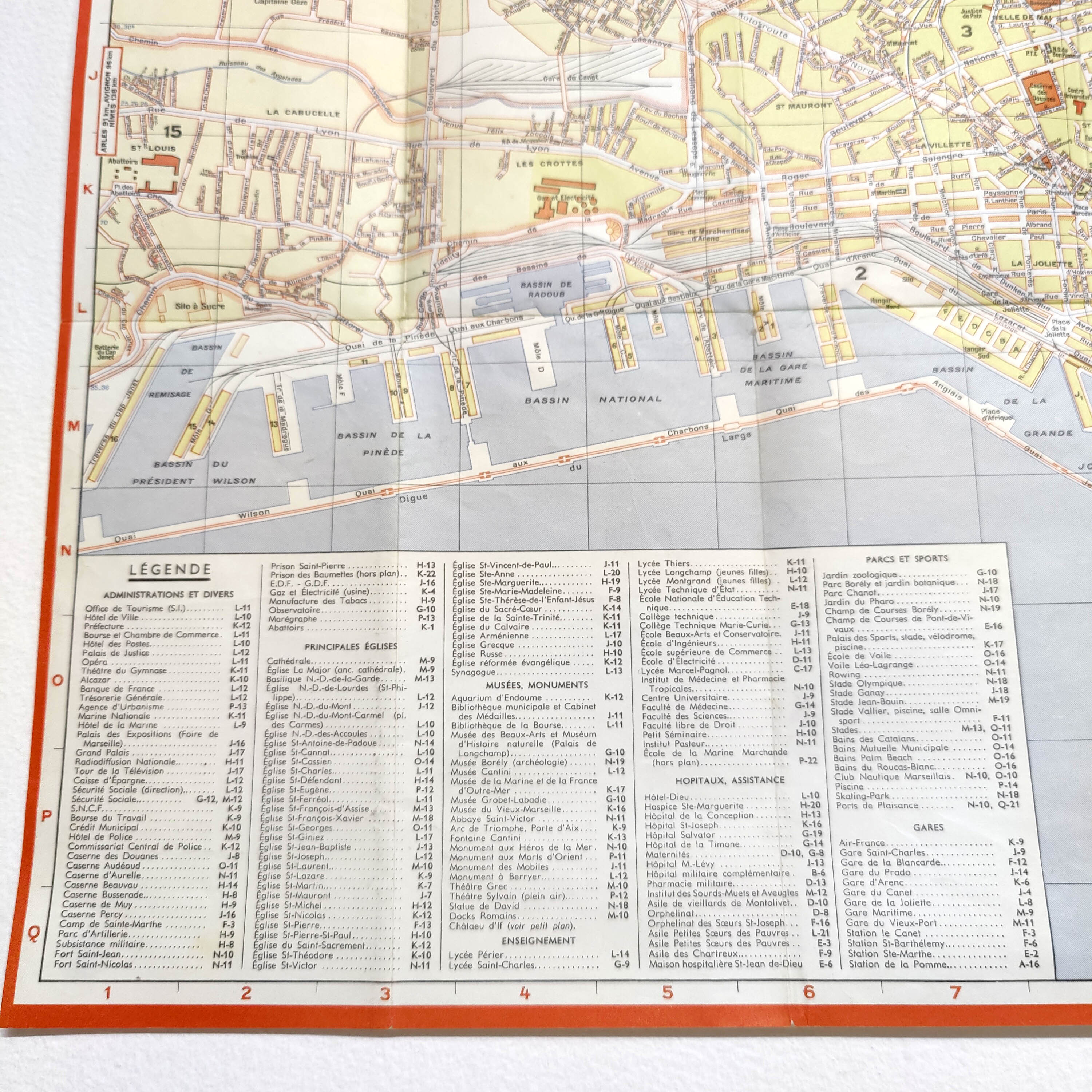 Vintage map of Marseille 1970