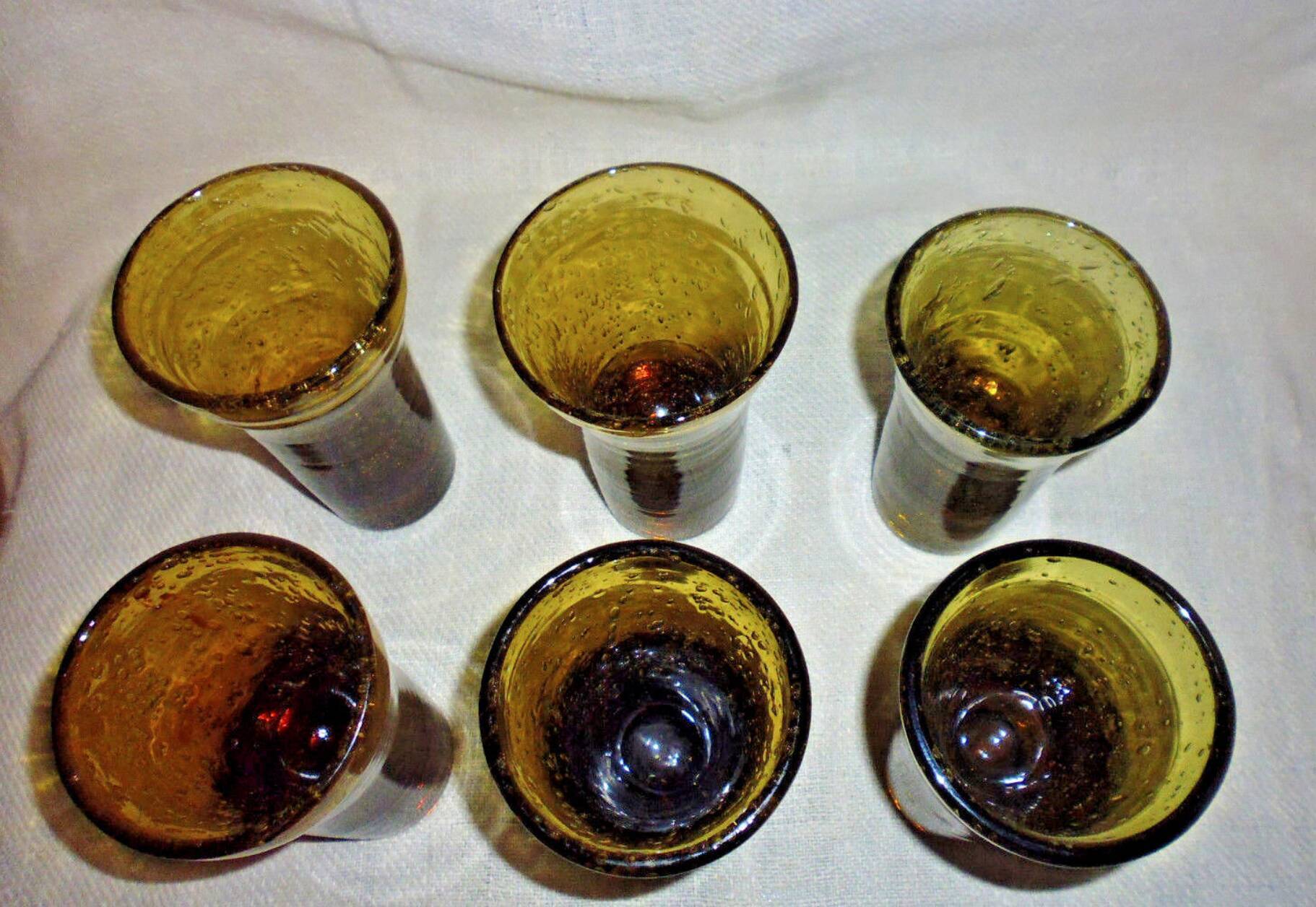 Biot's 6-glass bubble aperitif set signed amber