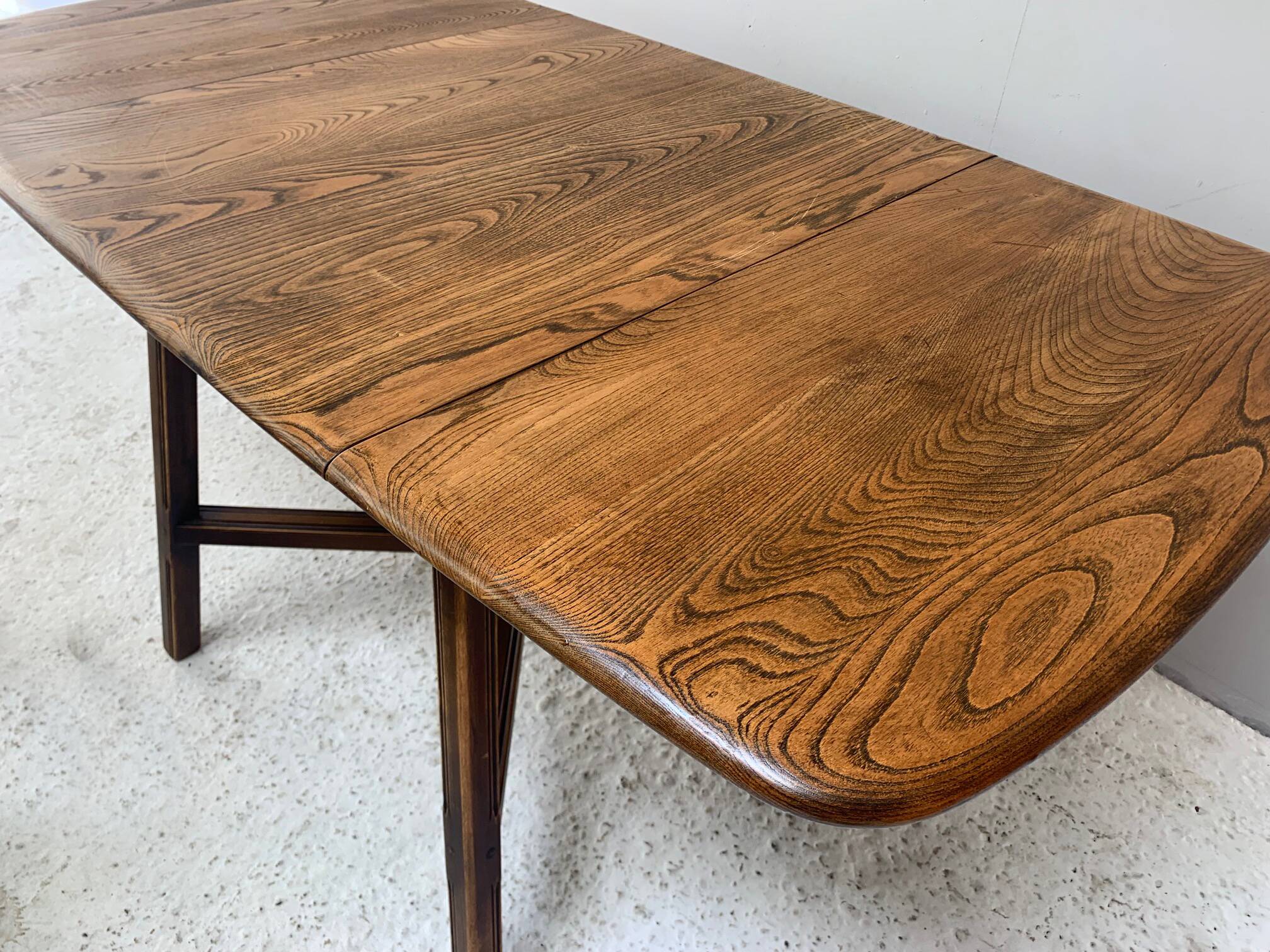 Ercol Old Colonial 377 Drop Leaf Dining Table Solid Elm Blue Label 1950s