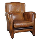 Striking modern design armchair made of high-quality sheepskin leather