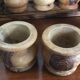 Spice shelf and olive wood pots