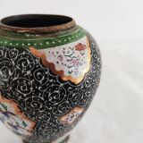 Small copper vase enamelled Persian decoration, circa 1940