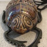 Zoomorphic scarab lamp in glazed ceramic