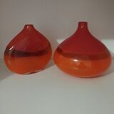 Pair or 2 glass paste vases from the 80s vintage.