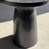 Black solid mango side table (monoxyle) with conical legs