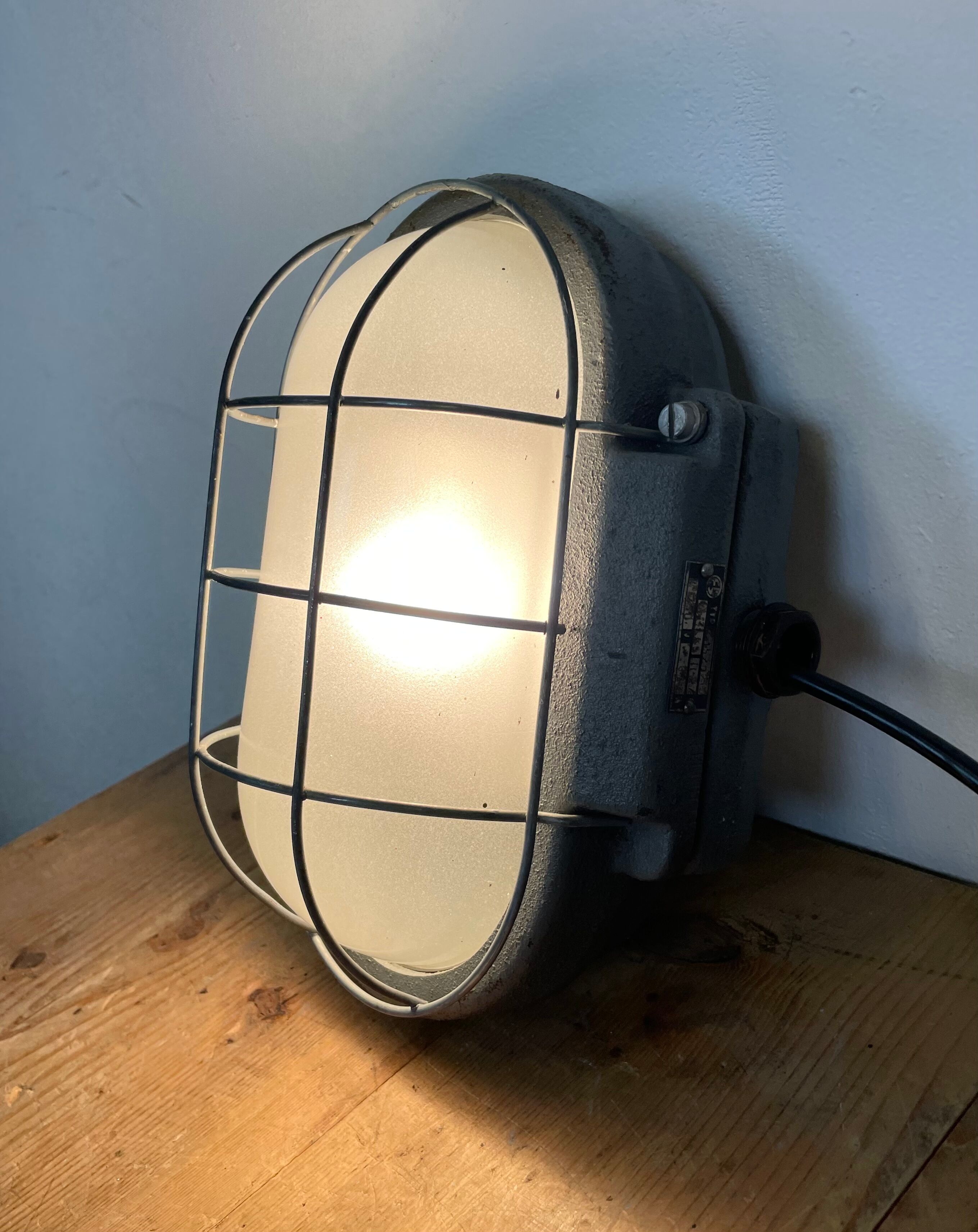 Grey Industrial Cast Iron Wall Lamp from Elektrosvit, 1960s