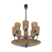 Art deco chrome plated chandelier