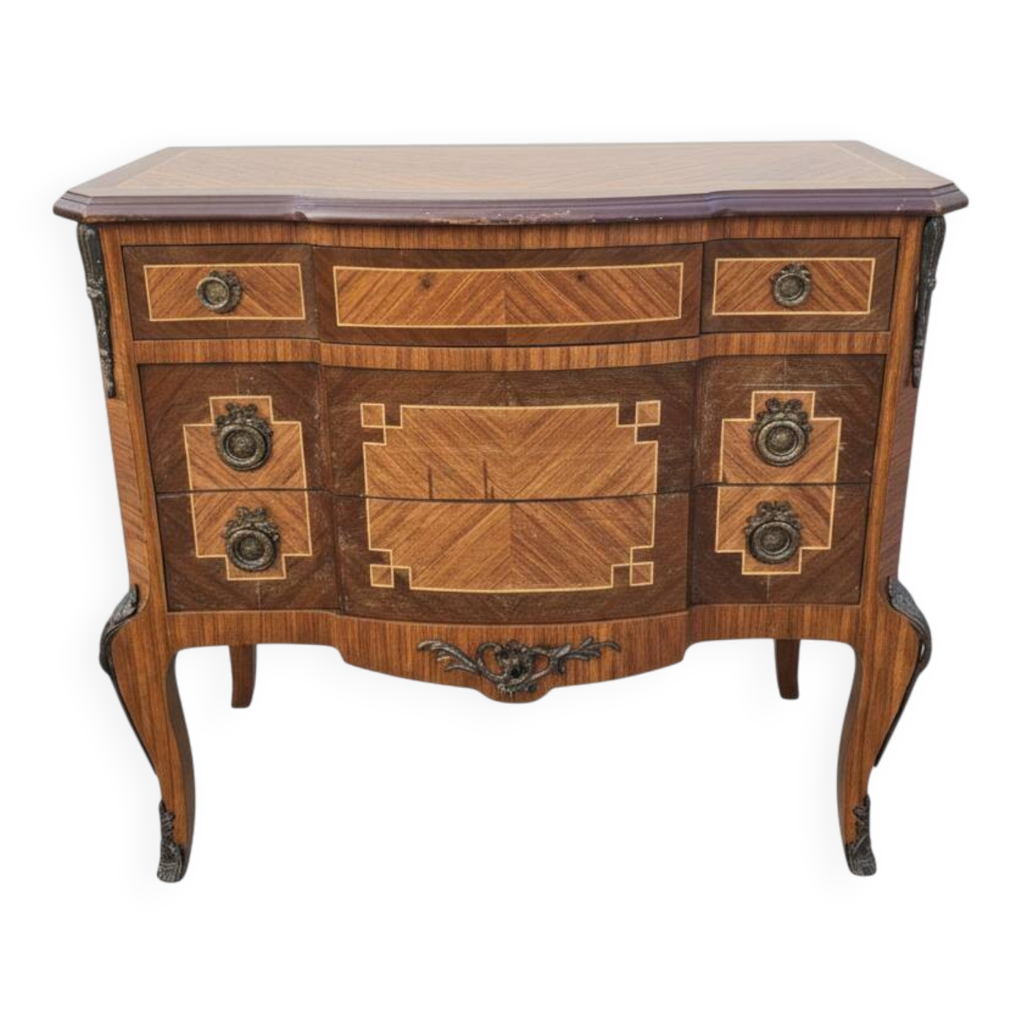 Commode transition in marquetry, Louis XV style, early 20th century.