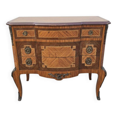 Commode transition en marqueterie style Louis XV debut xxème
