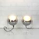 Pair of space age chrome plexiglass sphere table lamps from the 70s