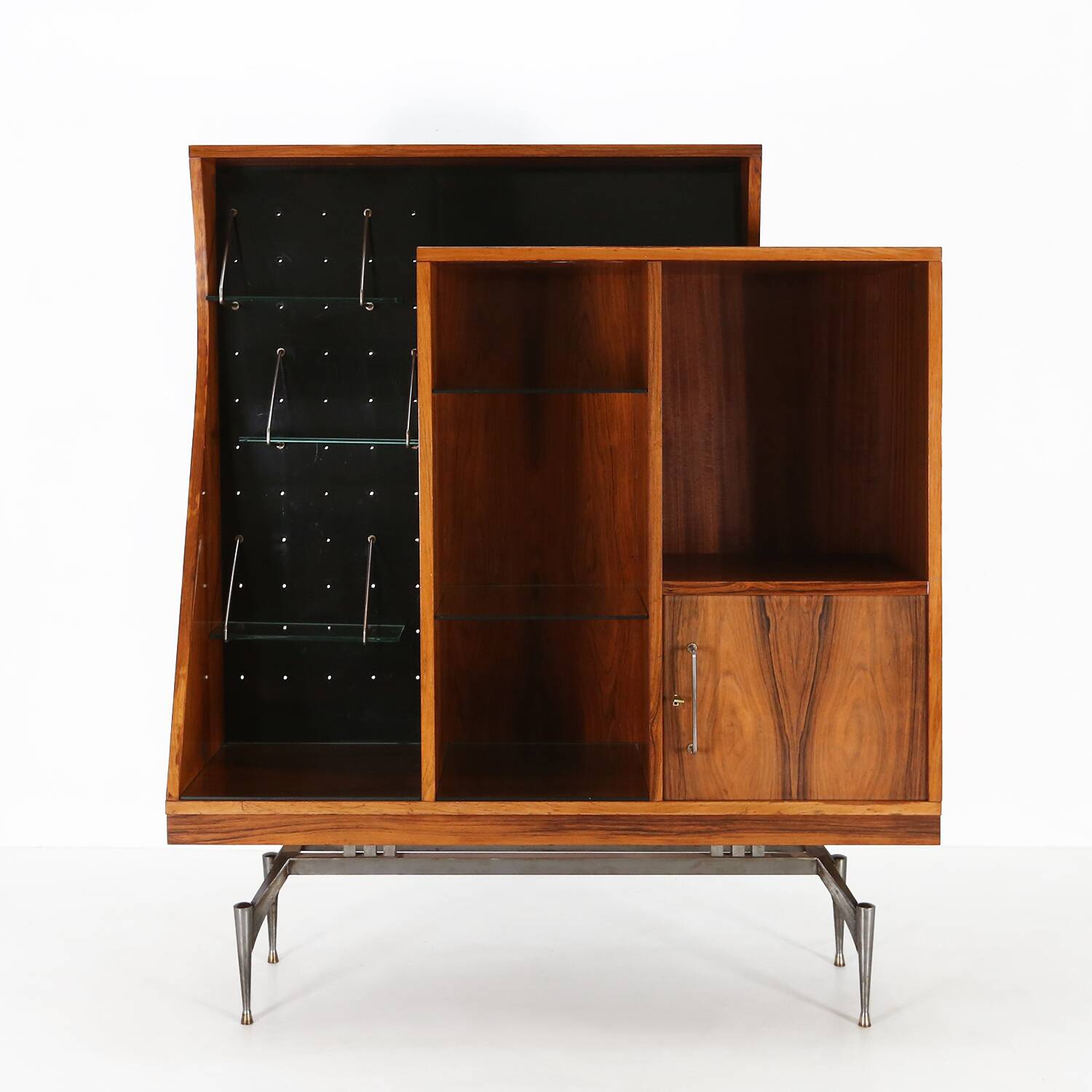 Rare A-geometrically Italian Mid-century cabinet in rosewood, 1960s